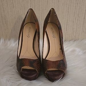Boutique 9- Snakeskin Peep Toe Heels